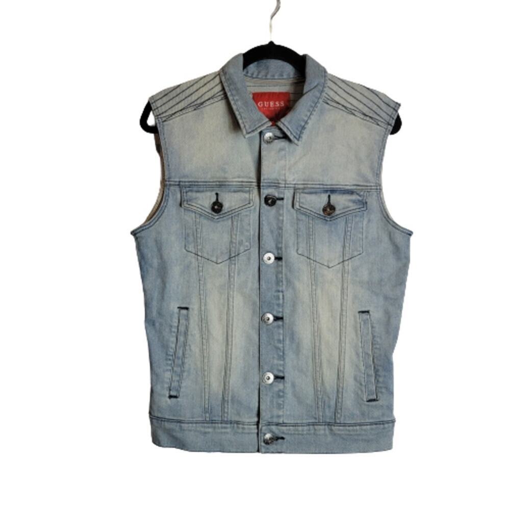 Guess Light Blue Denim Sleeveless Vest